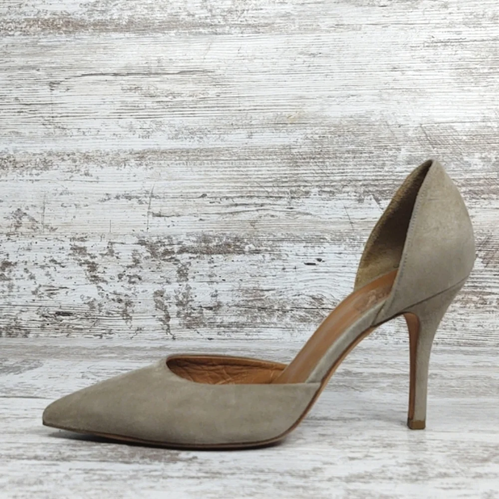 Vince Celeste Taupe Suede Leather D'orsay Pumps